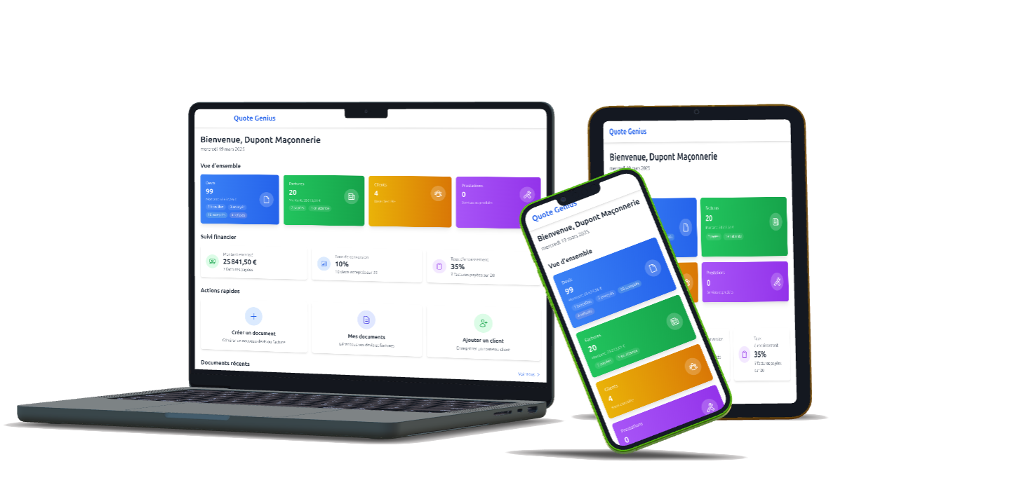 Quote Genius sur différents appareils